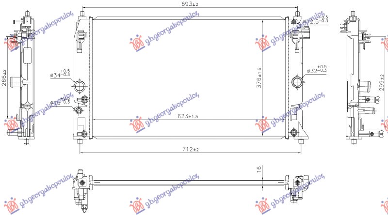 HLADNJAK MOTORA 1.5 HIBRID/BENZIN (625x376x16) (NRF) MAZDA 2 HYBRID 2022- (KB)