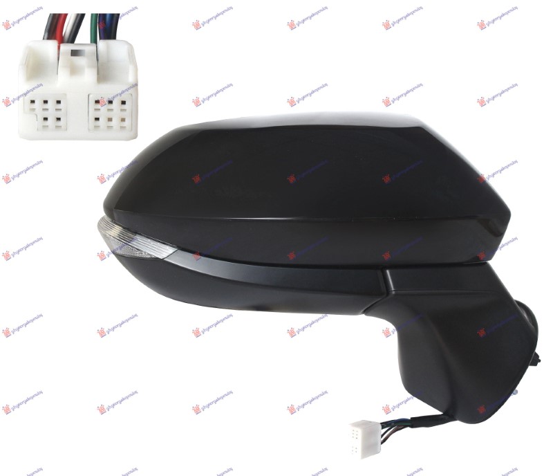 RETROVIZOR ELEKTRICNI SA GREJACEM PM (ELEKTRO-SKLOPIV) (MIAGAVC LED) (MRTAV UGAO) (9 PIN) (A KVAL) (KONVEKSNO STAKLO) TOYOTA YARIS CROSS 2021- (MXP)