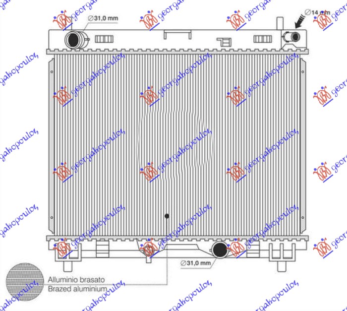HLADNJAK MOTORA 1.4 D4D DIZEL (MAN) (350x475) (KOYO) TOYOTA URBAN CRUISER 2009-2014 (P1)