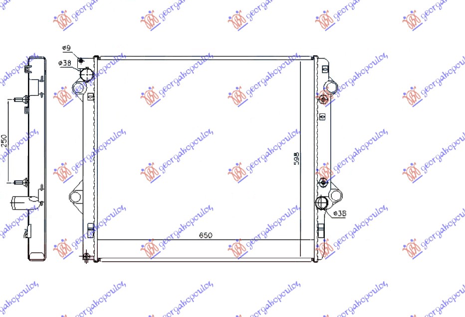 HLADNJAK MOTORA 3.0 (AUTO) (+/-AC) (65x59.8x3.6) (VALEO/NRF) TOYOTA LAND CRUISER PRADO 120 2002-2011 (J12)