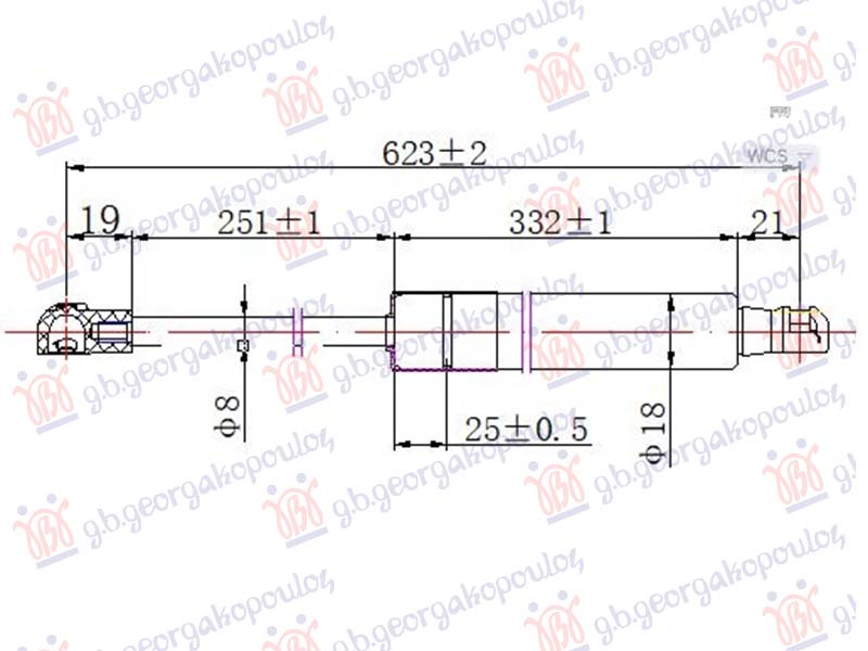 AMORTIZER HAUBE (623L-300N) TOYOTA LAND CRUISER V8 200 2015-2021 (J14)