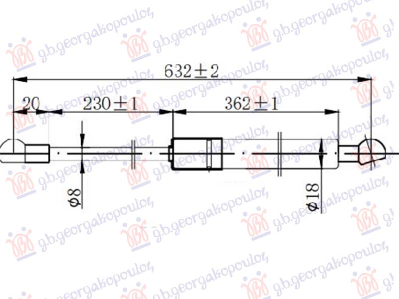 AMORTIZER GEPEK VRATA (632L-280N) TOYOTA LAND CRUISER V8 2007-2015 (J200)