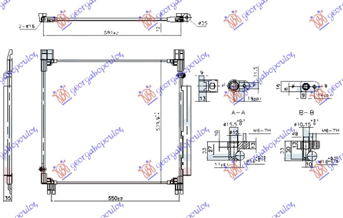 HLADNJAK KLIME 2.4/2.8 D DIZEL (575x510x12) TOYOTA HI-LUX 2WD/4WD 2020-