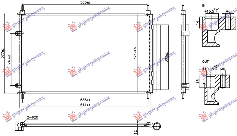 HLADNJAK KLIME 1.2/1.3/1.6 BENZIN (588x367x16) (NRF) TOYOTA AVENSIS 2015- (T27)