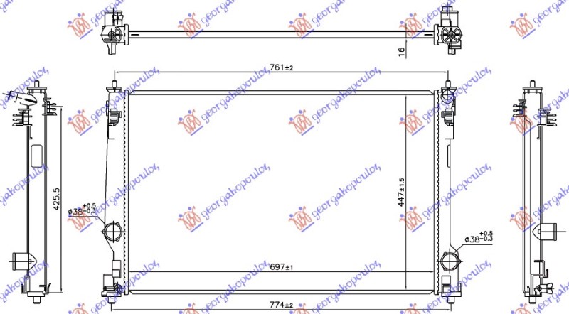 HLADNJAK MOTORA 2.0 BENZIN - 2.5 BENZIN/HIBRID (697x447) (VALEO) TOYOTA RAV 4 2019-2025 (XA50/A5/H5)