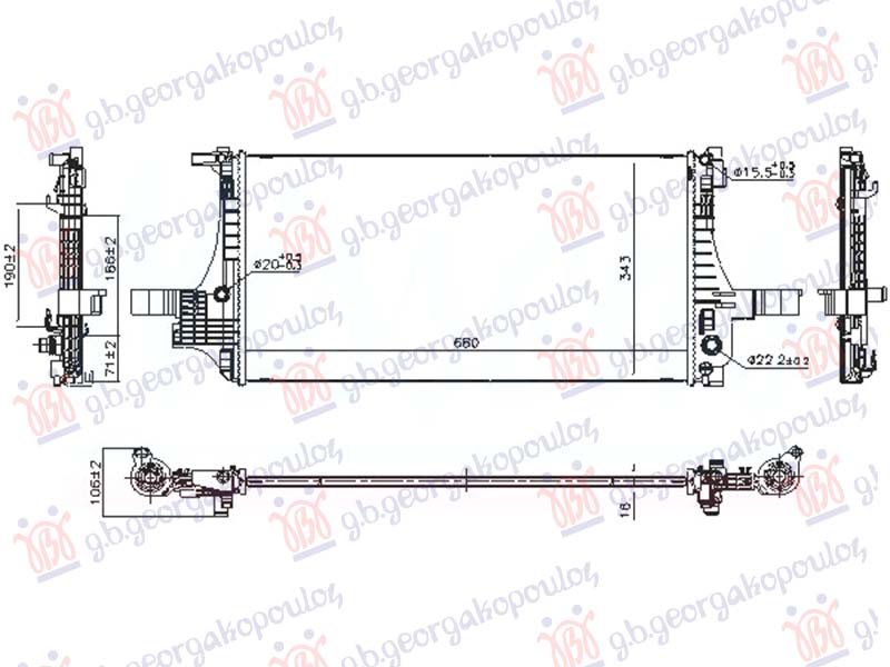 HLADNJAK MOTORA (680x343) (NISSENS) VOLVO XC40 2017-2023 (536)