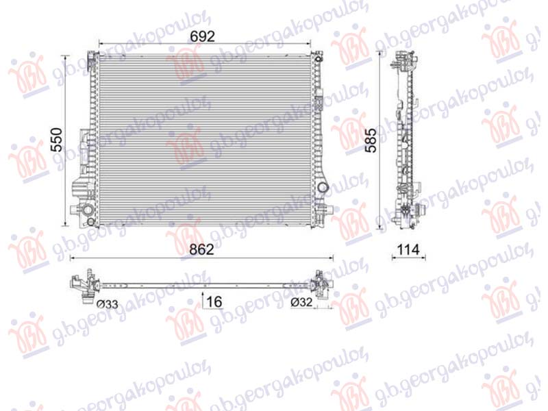 HLADNJAK MOTORA 2.0 BENZIN/HIBRID (690x551) (NISSENS) VOLVO XC90 2020- (256)