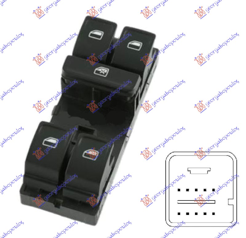 PREKIDAC U PREDNJIM VRATIMA (4 TASTERA) (10 PIN) VW POLO 2014-2017 (6C1)