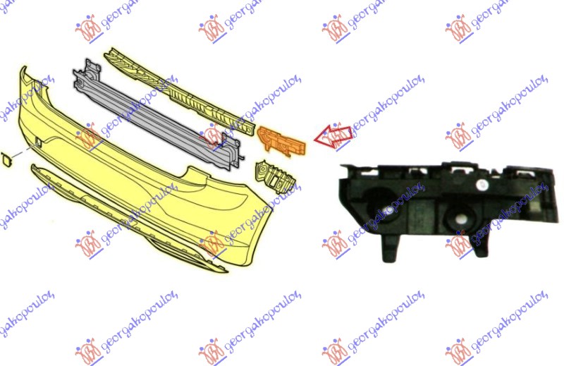 NOSAC ZADNJEG BRANIKA PLASTICNI (NA STOP LAMPI) VW POLO 2017-2021 (AW1/BZ1)