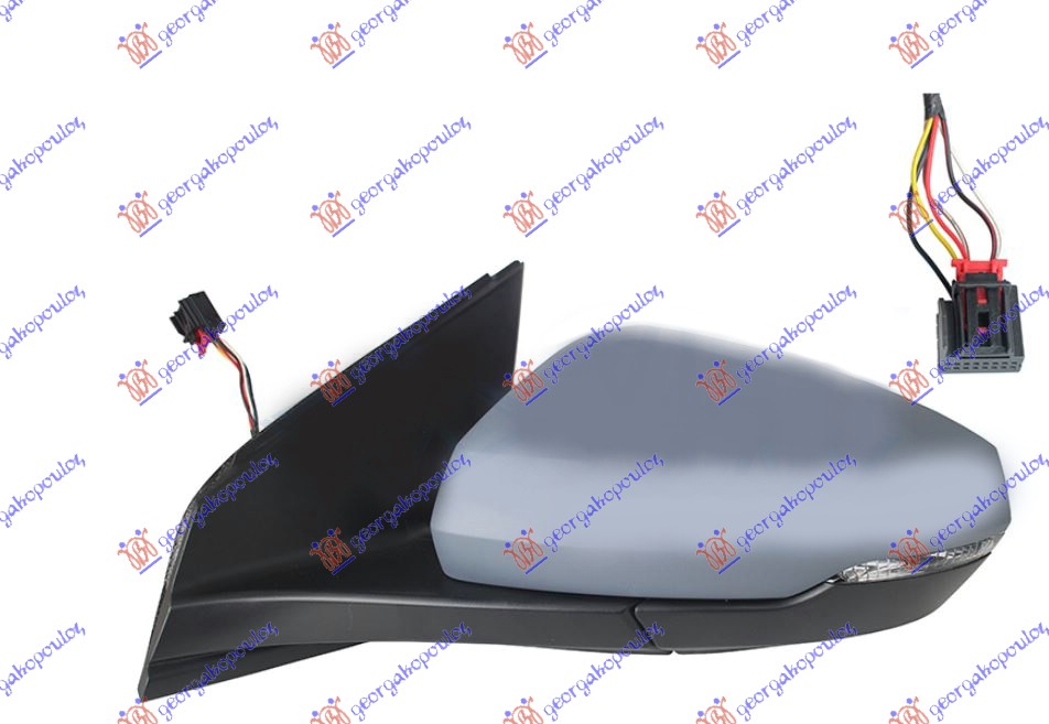 RETROVIZOR ELEKTRICNI SA GREJACEM PM (MIGAVAC) (6 PIN) (ASFERICNO STAKLO) VW POLO 2017-2021 (AW1/BZ1)