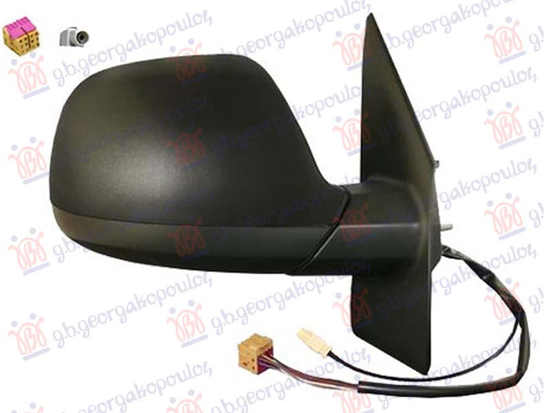 RETROVIZOR ELEKTRICNI SA GREJACEM (CIP ANTENE AM/FM) (KONVEKSNO STAKLO) VW TRANSPORTER 2010-2015 (T5) (7HA/7HH/7EA/7EH)