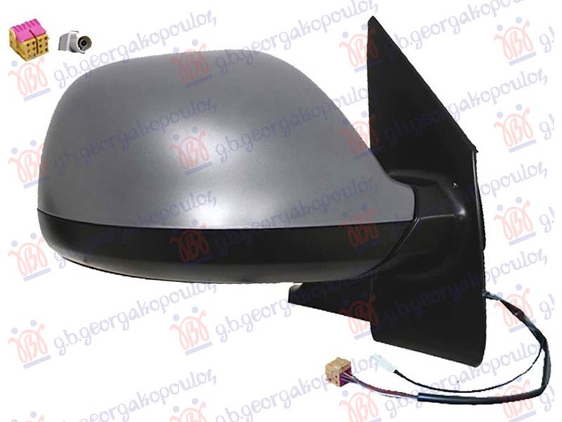 RETROVIZOR ELEKTRICNI SA GREJACEM PM (ELEKTRO-SKLOPIV) (ANTENA AM/FM) (KONVEKSNO STAKLO) VW TRANSPORTER 2010-2015 (T5) (7HA/7HH/7EA/7EH)