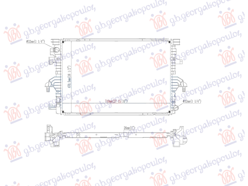 HLADNJAK MOTORA 2.0 TDi (110/150KW) DIZEL (710x470x26) VW TRANSPORTER 2015-2019 (T6) (SGA/SGH/SHA/SHH)