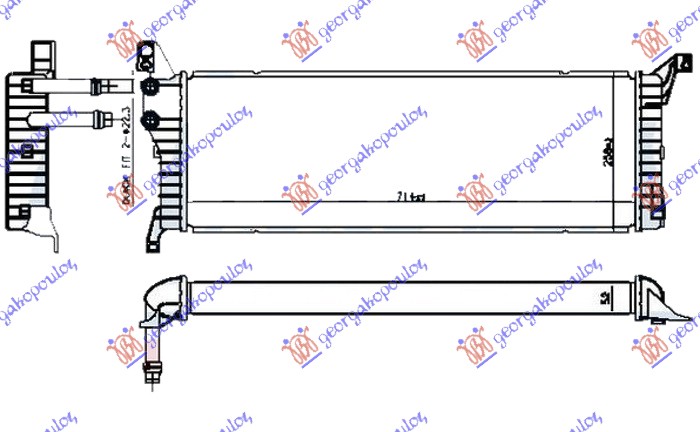 HLADNJAK MOTORA DODATNI 2.0 TDi (110/150KW) DIZEL (715x245x50) VW TRANSPORTER 2015-2019 (T6) (SGA/SGH/SHA/SHH)
