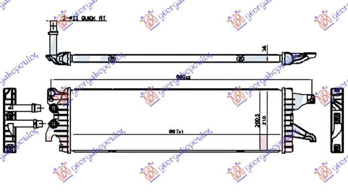 HLADNJAK MOTORA DODATNI 2.0 TDi (62/75KW) DIZEL (695x210x26) (VALEO) VW TRANSPORTER 2015-2019 (T6) (SGA/SGH/SHA/SHH)