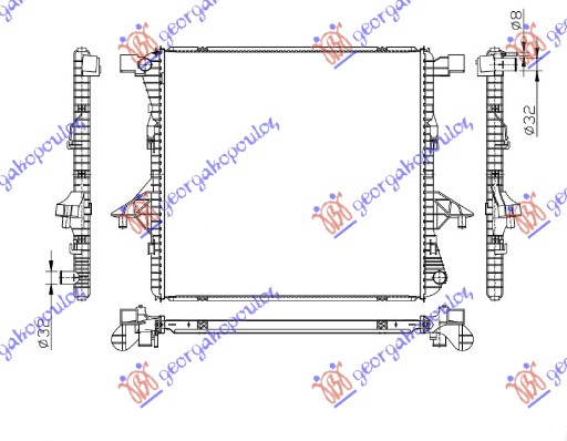 HLADNJAK MOTORA 2.0 TSI 2.0 TDI (61.7x58.4x26) (VALEO) VW AMAROK P/U 2010-2016 (S6/S7)