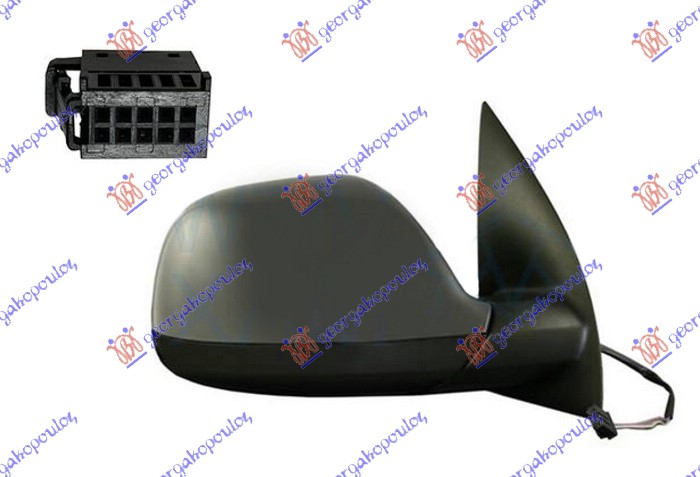 RETROVIZOR ELEKTRICNI SA GREJACEM PM (ELEKTRO-SKLOPIV) (7 PIN) (CRNI NOSAC) (A KVALITET) (KONVEKSNO STAKLO) VW AMAROK P/U 2010-2016 (S6/S7)