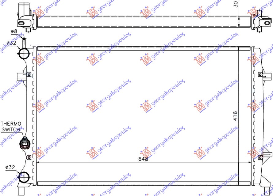 HLADNJAK MOTORA 1.6/2.0/2.5 Fsi (MAN/AUTO) (+/-AC) (65x41.6) VW JETTA 2010-2014 (162/163/AV3/AV2)
