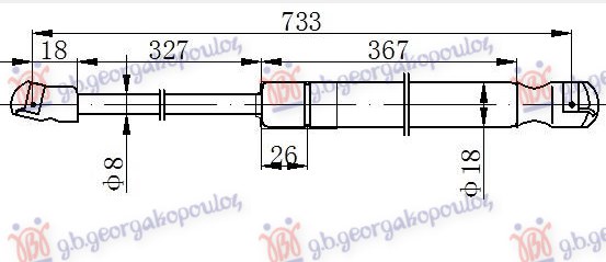 AMORTIZER HAUBE (734L-320N) VW PASSAT 2011-2015 (362/365)