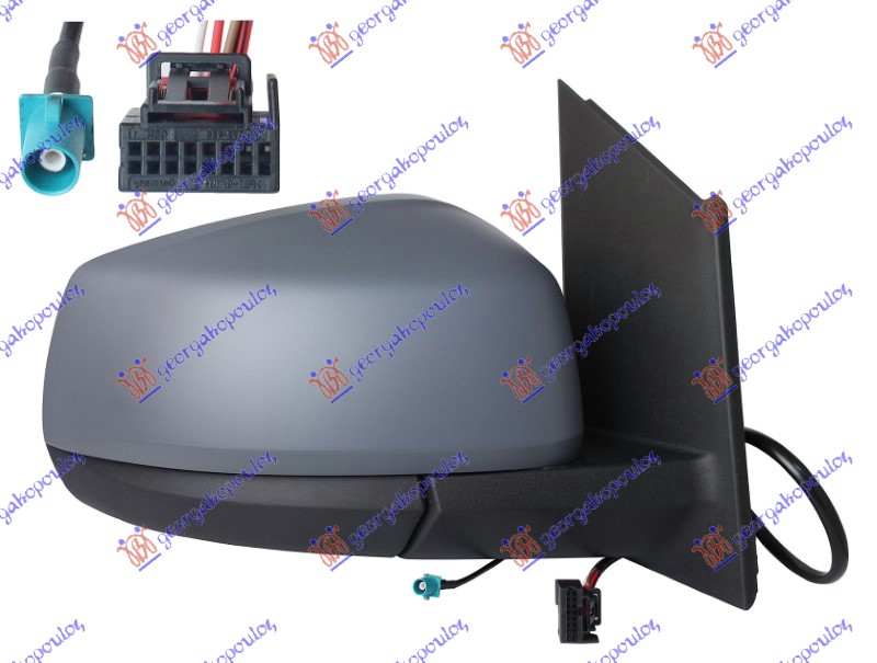 RETROVIZOR ELEKTRICNI SA GREJACEM PM (ANTENA) (5+ PIN) (A KVALITET) (KONVEKSNO STAKLO) VW CADDY 2020- (SBB/SBJ)