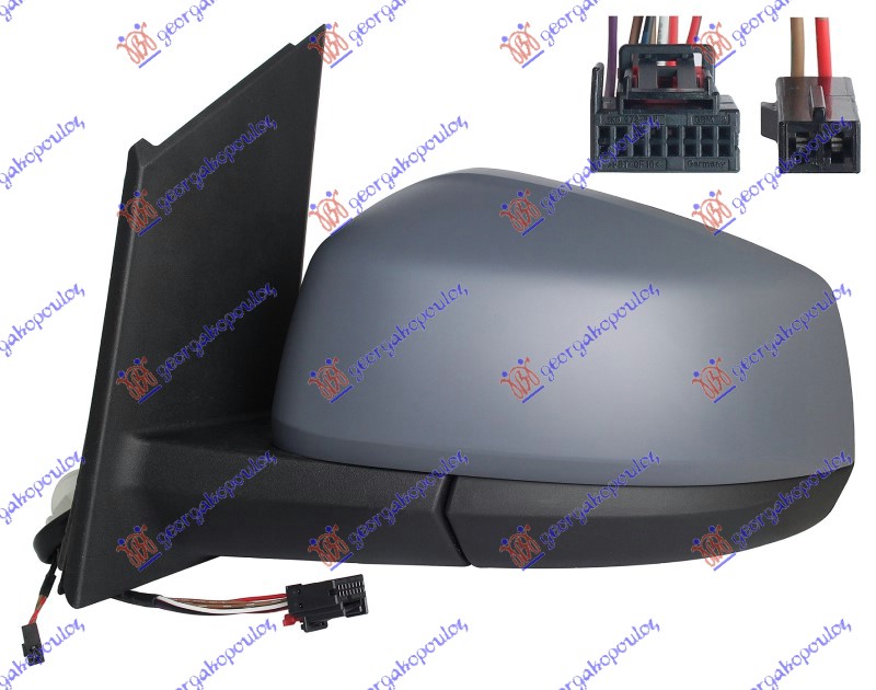 RETROVIZOR ELEKTRICNI SA GREJACEM PM (ELEKTRO-SKLOPIV) (MRTAV UGAO) (9 PIN) (A KVALITET) (KONVEKSNO STAKLO) VW CADDY 2020- (SBB/SBJ)