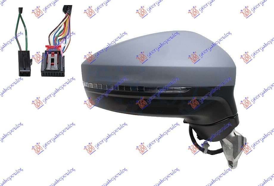 RETROVIZOR ELEKTRICNI SA GREJACEM PM (ELEKTRO-SKLOPIV) (SVETLO) (MEMORIJA) (15 PIN) (A KVALITET) (KONVEKSNO STAKLO) VW TIGUAN 2016-2020 (AD1/AX1)