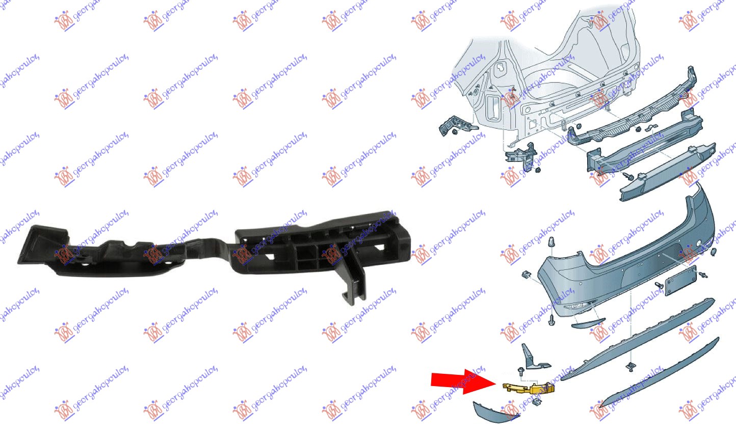 NOSAC ZADNJEG BRANIKA DONJI BOCNI PLASTICNI (GTI) VW GOLF 7 2013-2016 (5G1)