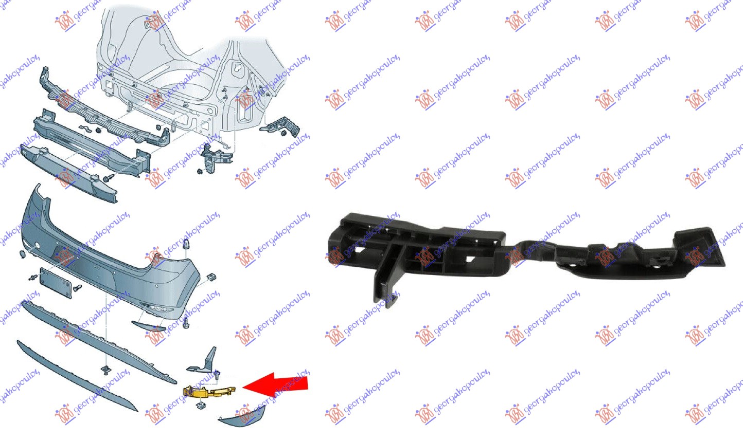 NOSAC ZADNJEG BRANIKA DONJI BOCNI PLASTICNI (GTI) VW GOLF 7 2016-2019 (BQ)