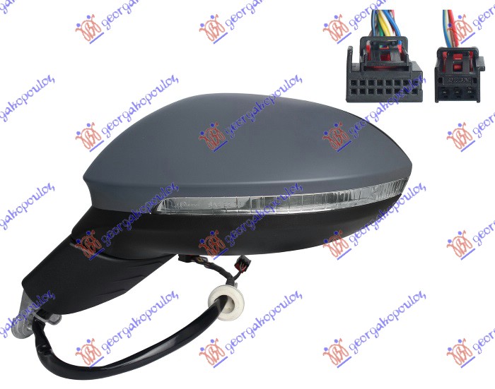 RETROVIZOR ELEKTRICNI SA GREJACEM PM (ELEKTRO-SKLOPIV) (MEMORIJA) (MIGAVAC) (SVETLO) (MRTAV UGAO) (13+3 PIN) (A KVAL) VW GOLF 8 VARIANT 2024- (CG5/DB5)