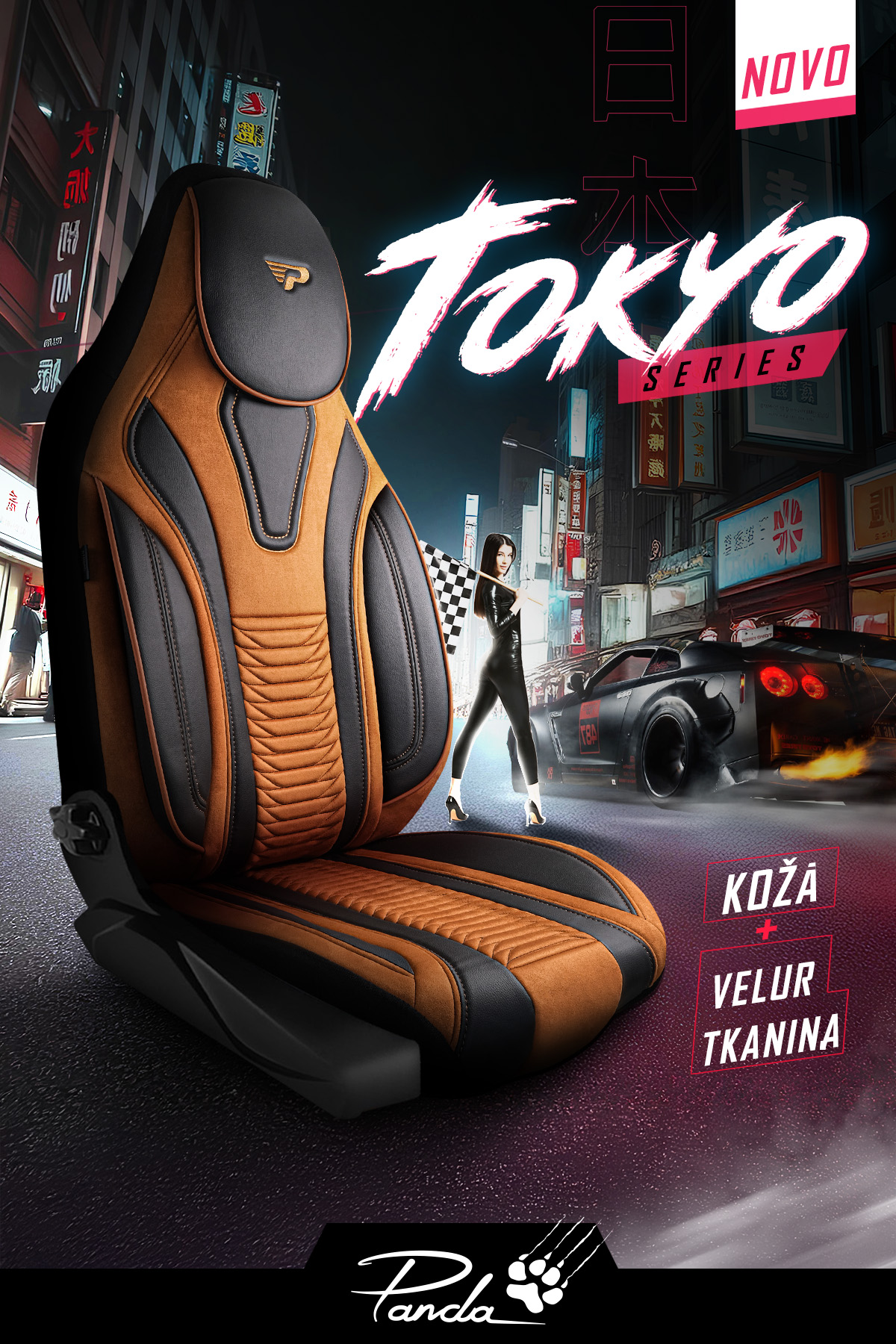 Tokyo Pilot braon/crna presvlake za sedišta — slika 2
