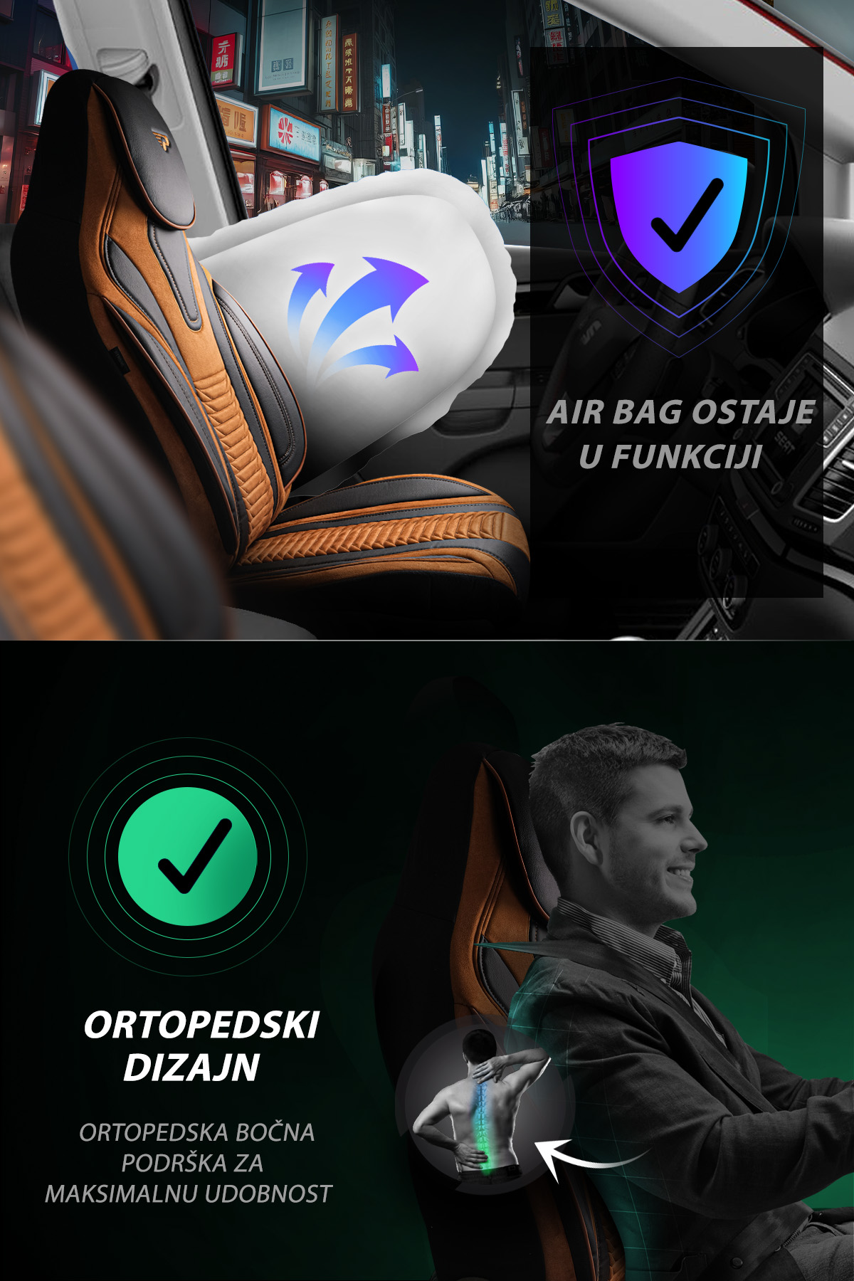 Tokyo Pilot braon/crna presvlake za sedišta — slika 4