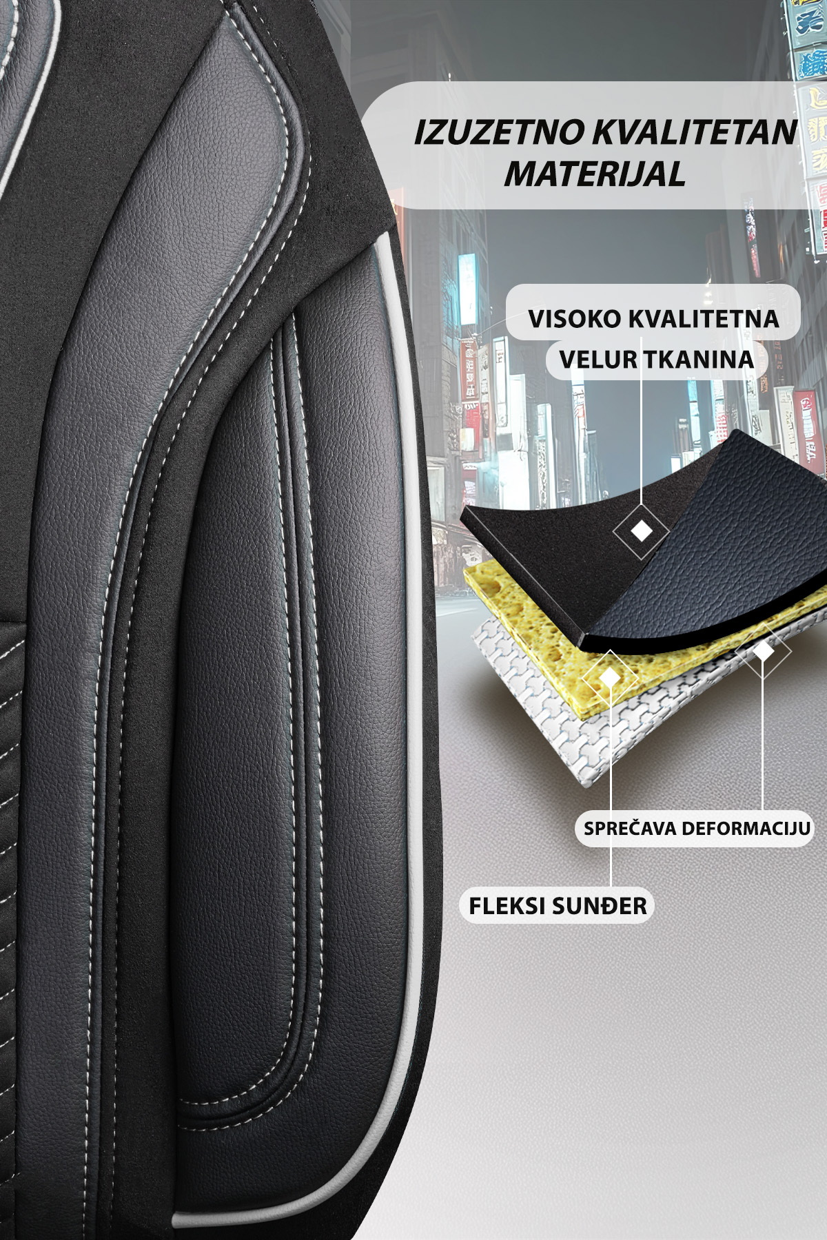 Tokyo Pilot crna sa sivim koncem presvlake za sedišta — slika 6