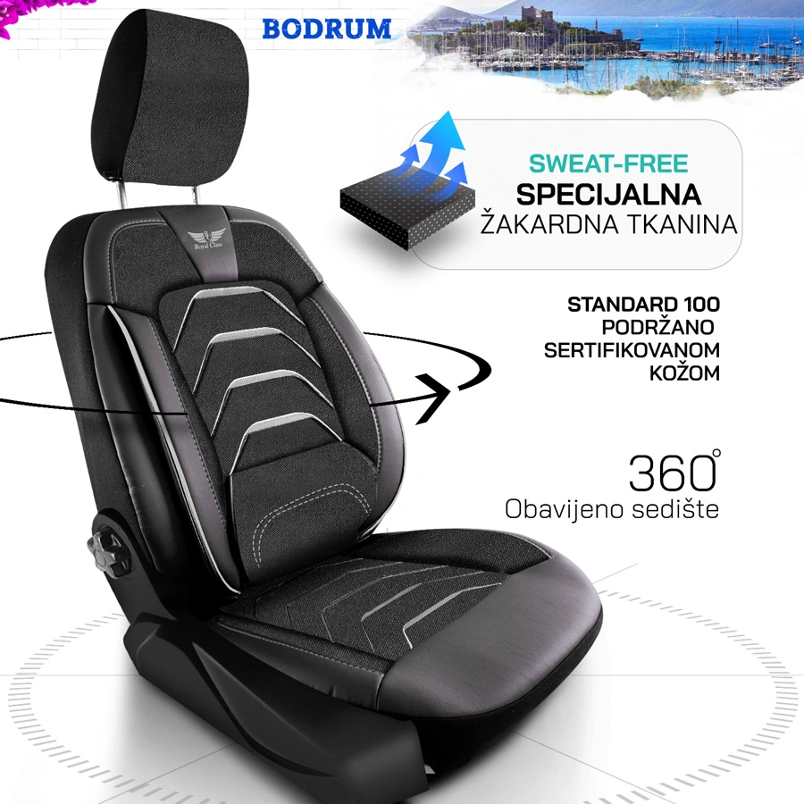 Bodrum crno/crna presvlake za sedišta — slika 2