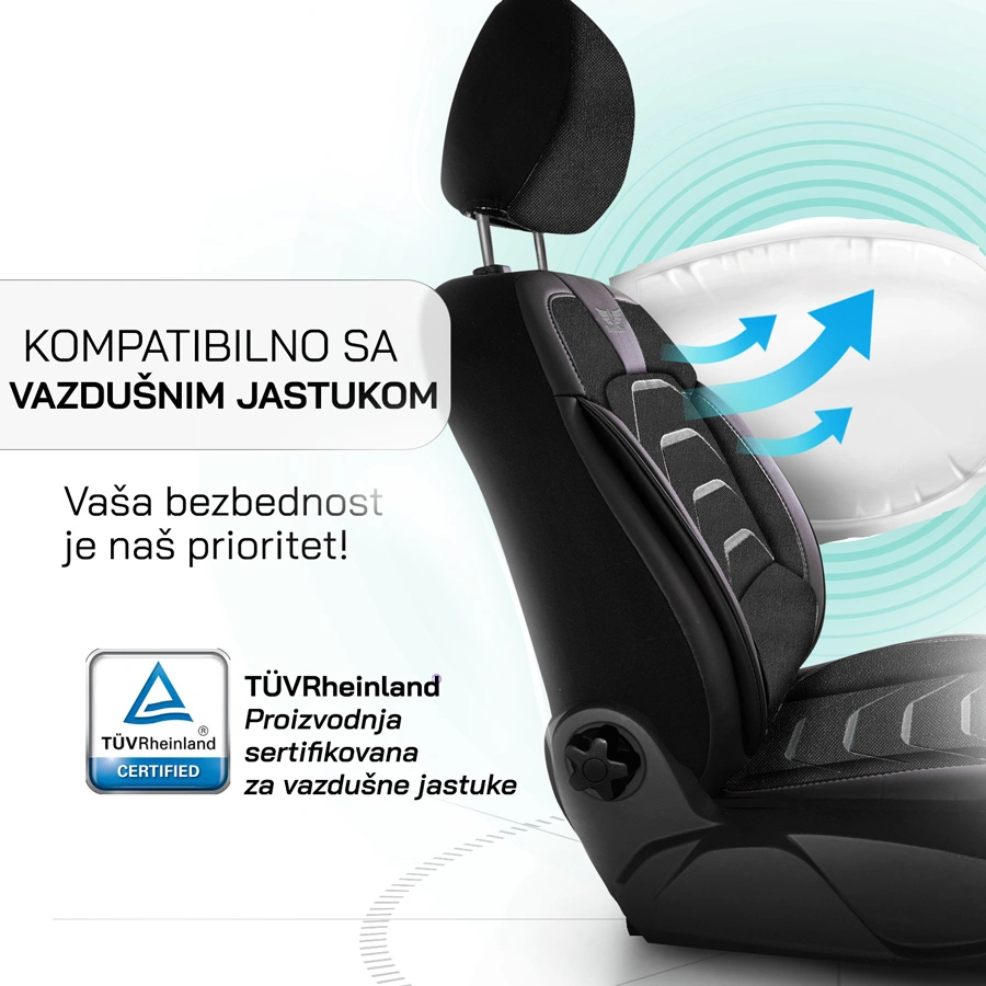 Bodrum crno/crna presvlake za sedišta — slika 3