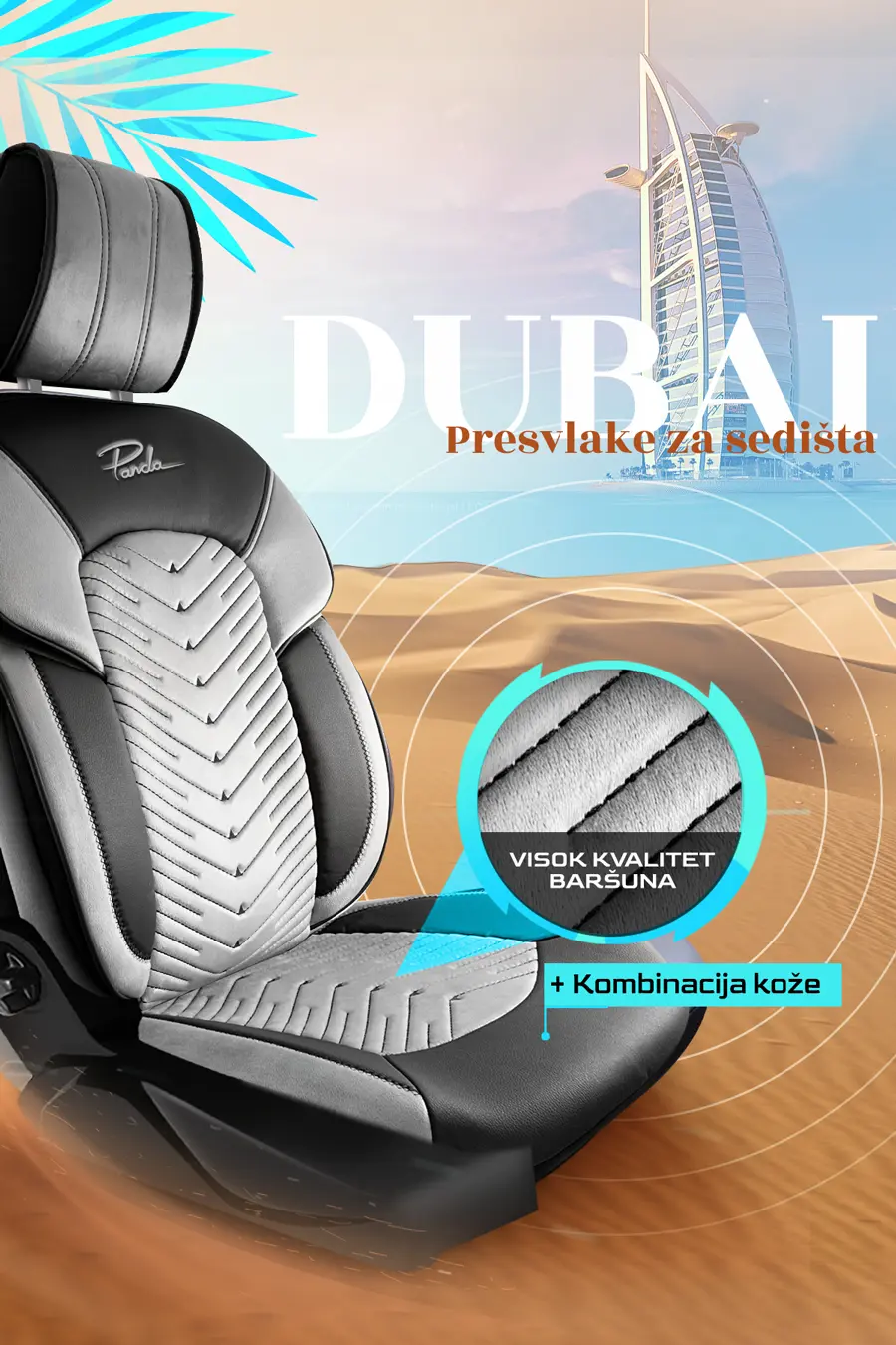 Dubai crno/siva presvlake za sedišta — slika 2