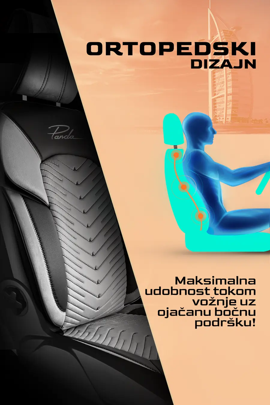 Dubai crno/siva presvlake za sedišta — slika 5