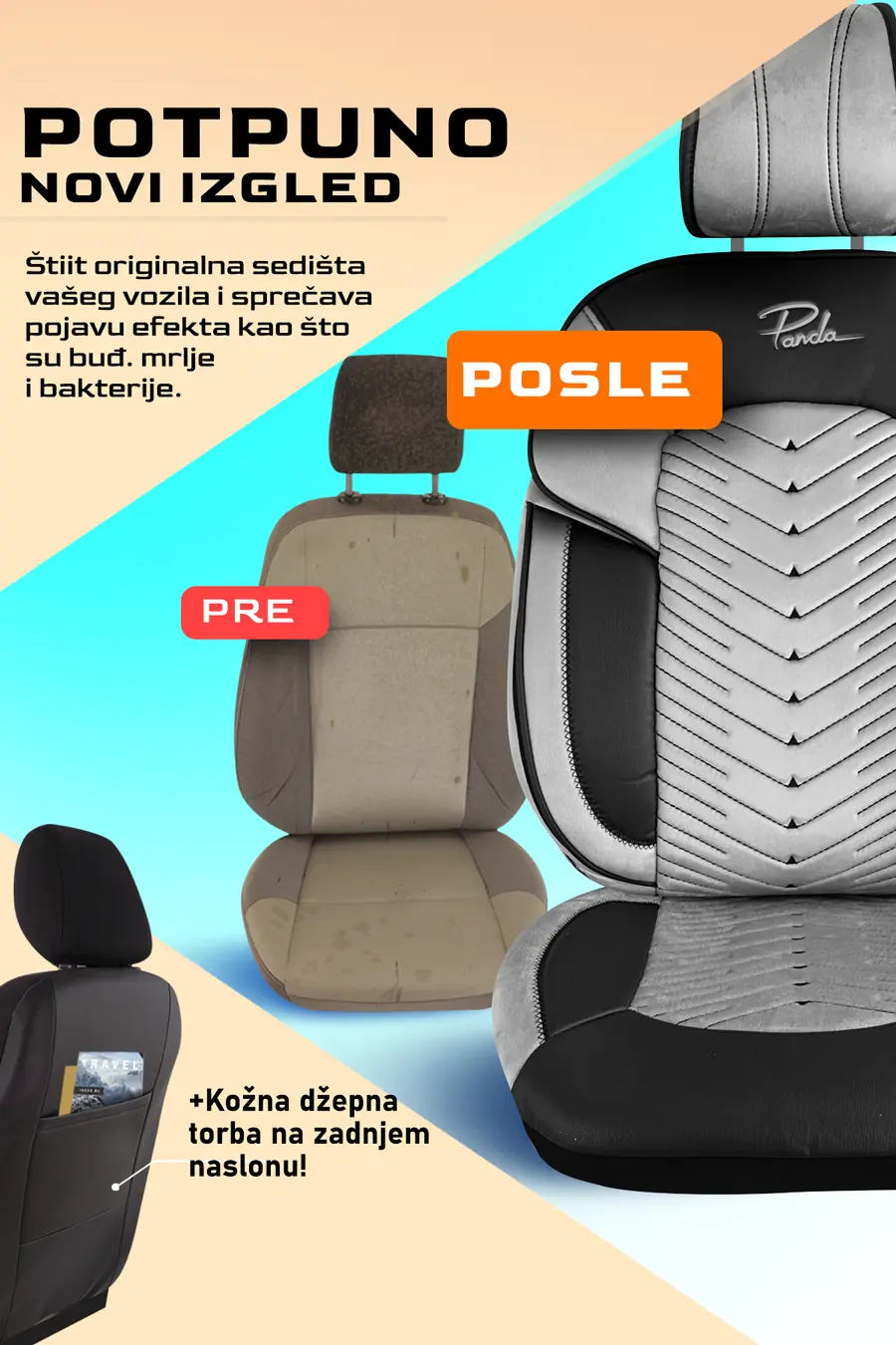 Dubai crno/siva presvlake za sedišta — slika 7