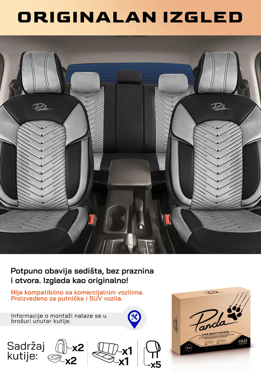Dubai crno/siva presvlake za sedišta — slika 8