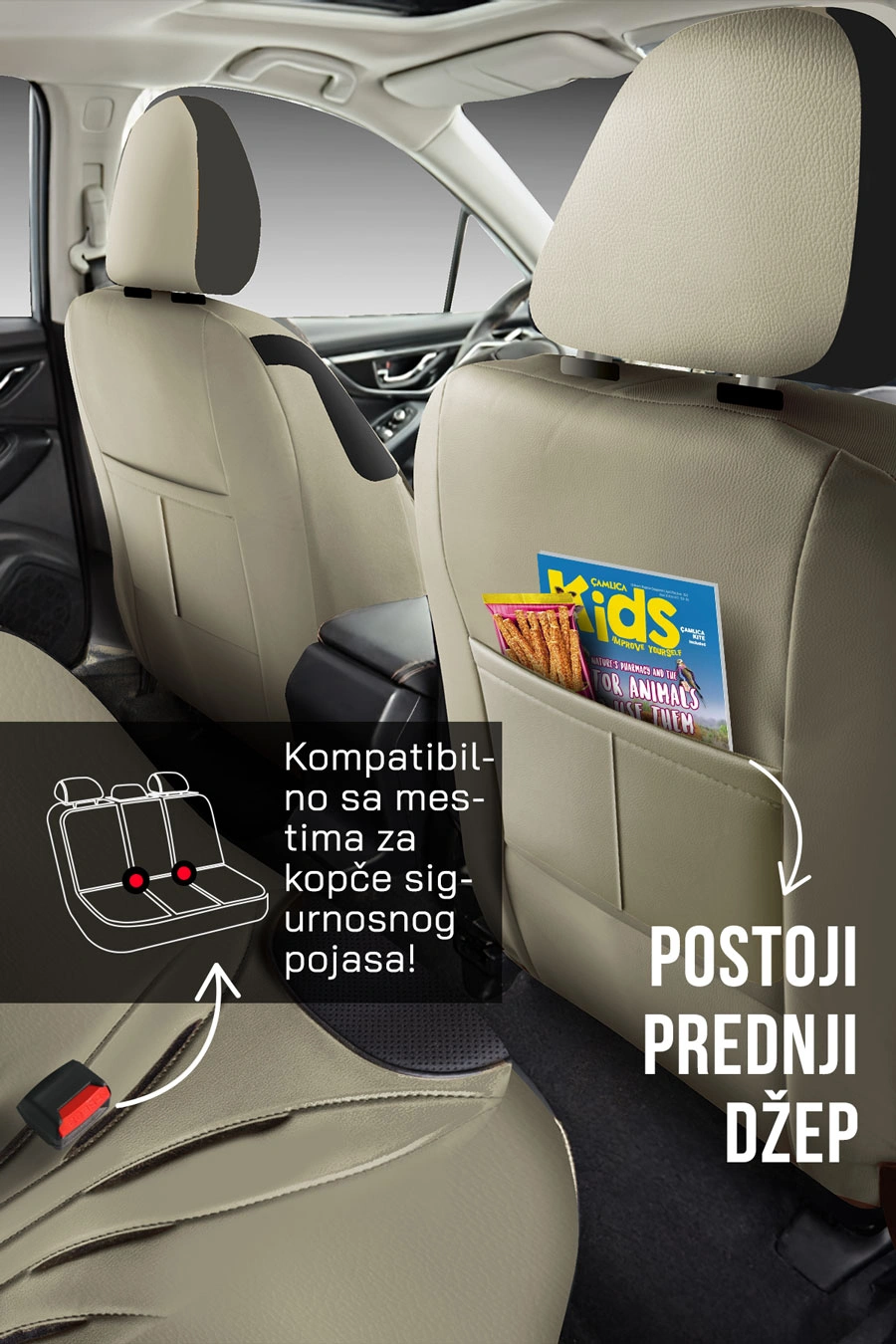 Pars bež/crni presvlake za sedišta — slika 7